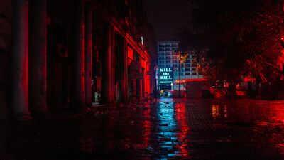 Abandoned concrete parking garage at twilight fine art print